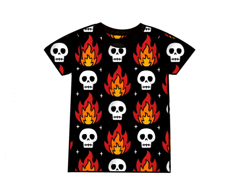Skull Flames Adult T-Shirt