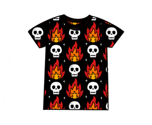 Skull Flames Adult T-Shirt