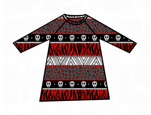 Red Stripes Raglan Dress