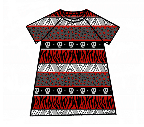 Red Stripes Raglan Dress