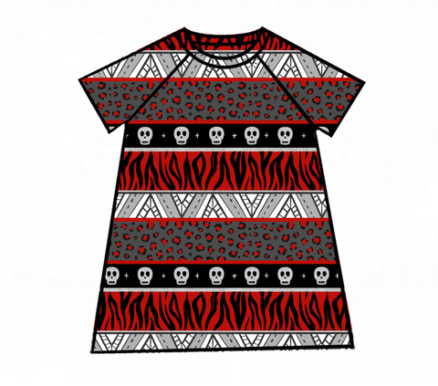 Red Stripes Raglan Dress
