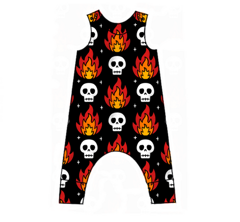 Skull Flames Harem Romper