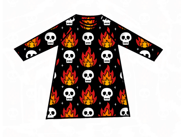 Skull Flames Raglan Dress