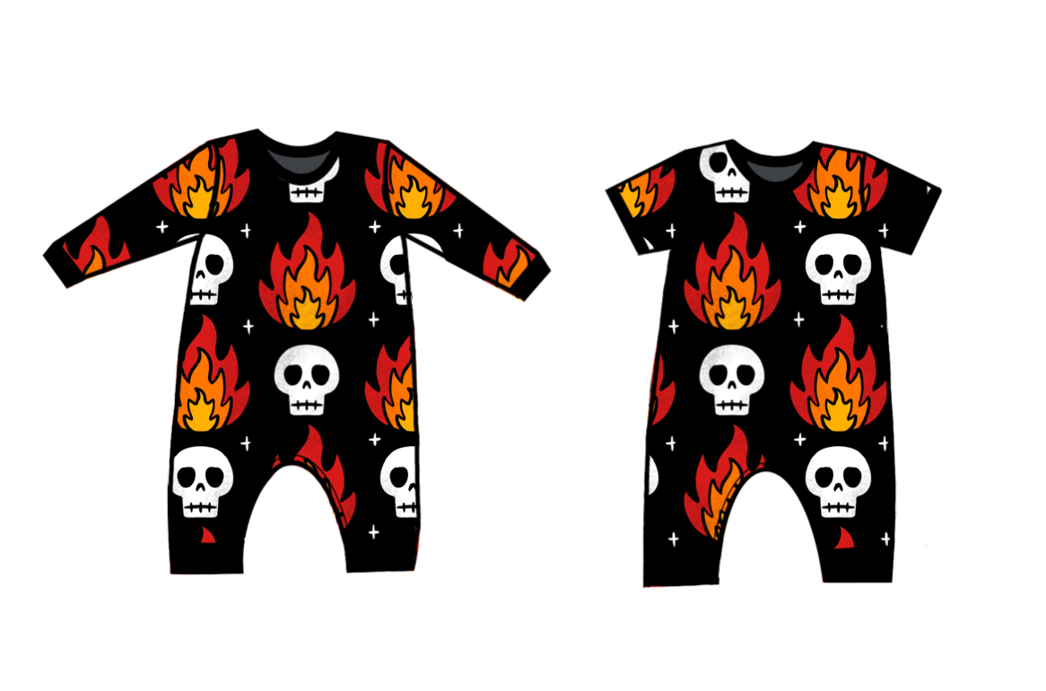 Skull Flames Overhead Sleepsuit