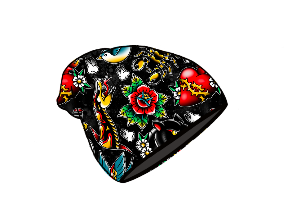 Black Trad Tattoo Beanie Hat